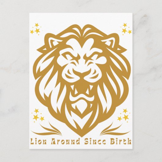 Lion Around Since Birth : Funny Lazy Lion Design Briefkaart (Voorkant)