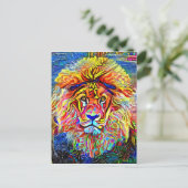 Lion Art Bold Abstract portret schilderen Briefkaart (Staand voorkant)