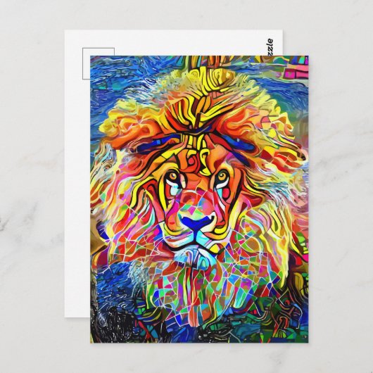 Lion Art Bold Abstract portret schilderen Briefkaart (Voorkant / Achterkant)