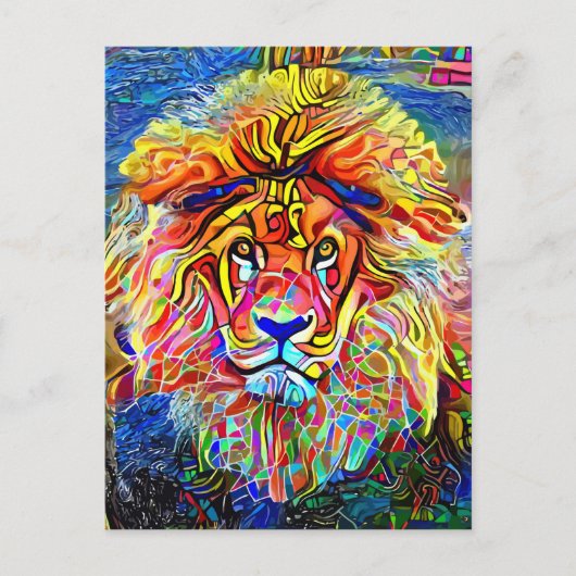 Lion Art Bold Abstract portret schilderen Briefkaart (Voorkant)
