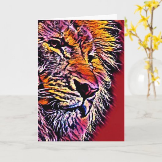 Lion Art Card Kaart (Gele Bloem)