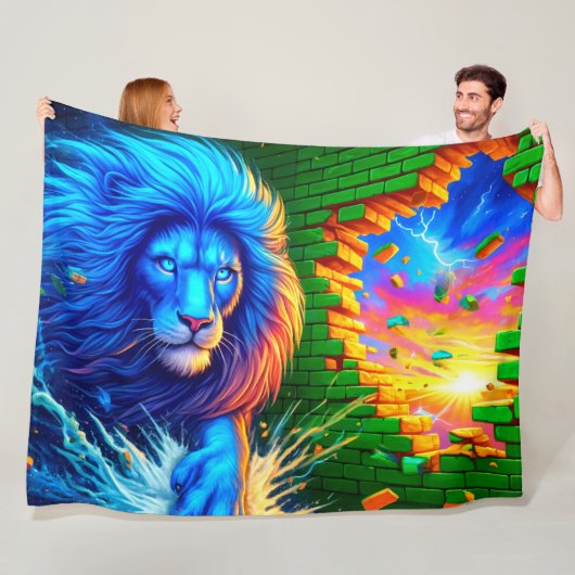 Lion Art Fleece Deken (In situ)
