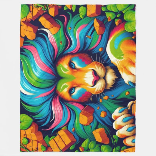 Lion Art Fleece Deken (Voorkant)