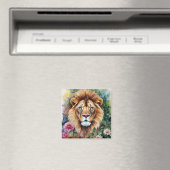 Lion Art Floral Waterverf Magnet (Insitu (Vaatwasser))