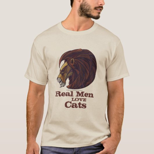 Lion Art Mannen Love Cats Real T-Shirt (Voorkant)