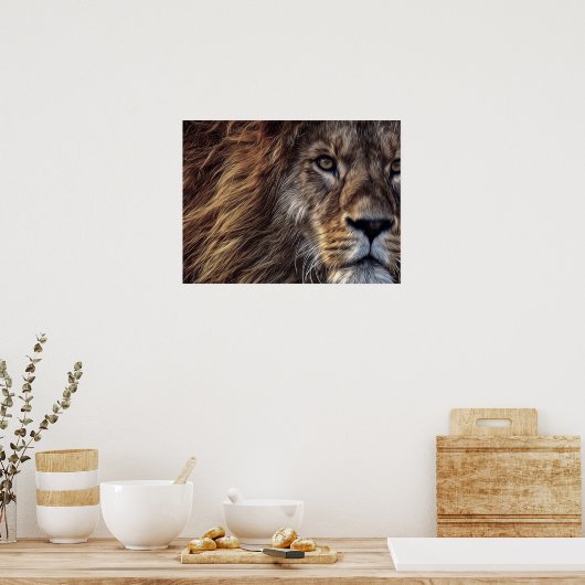 Lion Artistic Beauful Waterverf Poster (Keuken)