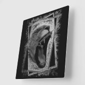 lion artwork black and white vierkante klok (Hoek)