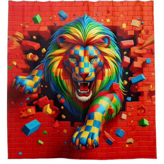 Lion Artwork Douchegordijn (Voorkant)