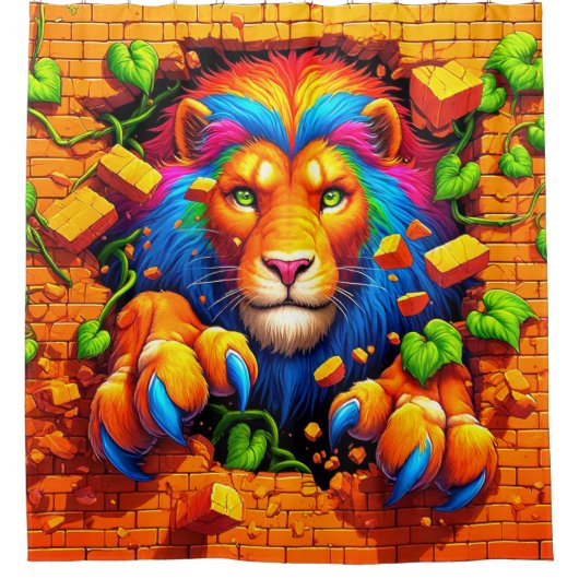 Lion Artwork Douchegordijn (Voorkant)