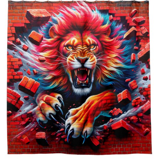 Lion Artwork Douchegordijn (Voorkant)