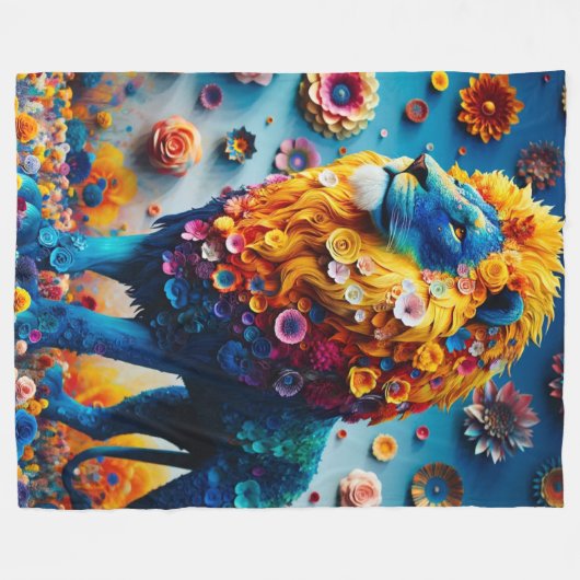 Lion Artwork Fleece Deken (Voorkant (Horizontaal))
