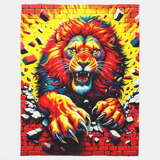 Lion Artwork Fleece Deken (Voorkant)