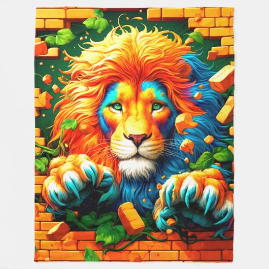 Lion Artwork Fleece Deken (Voorkant)
