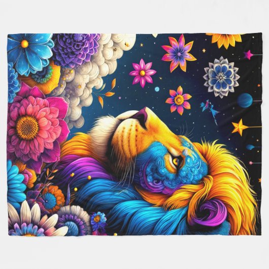 Lion Artwork Fleece Deken (Voorkant (Horizontaal))