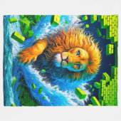 Lion Artwork Fleece Deken (Voorkant (Horizontaal))