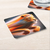 Lion Artwork Kartonnen Onderzetters (Schuin)