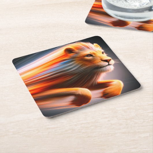 Lion Artwork Kartonnen Onderzetters (Schuin)