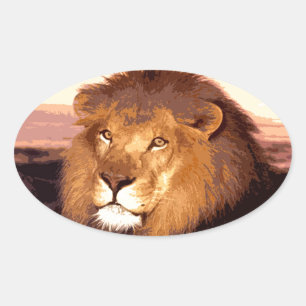 Lion Artwork Ovale Sticker