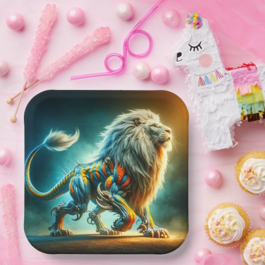 Lion Artwork Papieren Bordje (Feest)