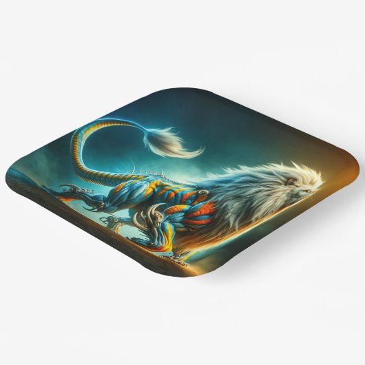 Lion Artwork Papieren Bordje (Gebogen)