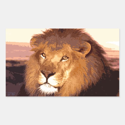 Lion Artwork Rechthoekige Sticker (Voorkant)