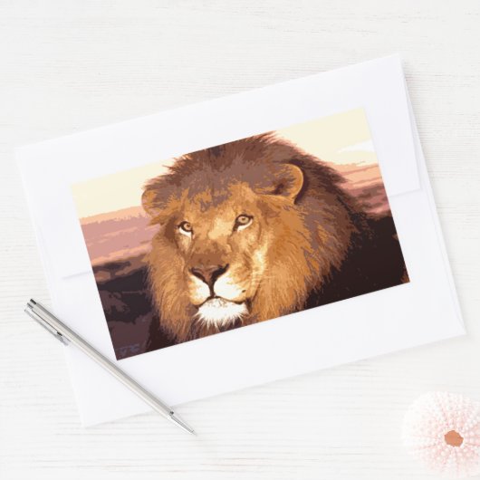 Lion Artwork Rechthoekige Sticker (Envelop)