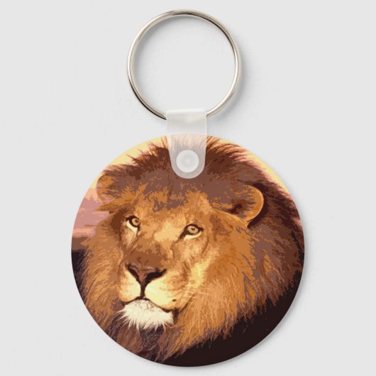 Lion Artwork Ronde Sleutelhanger (Voorkant)