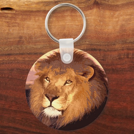 Lion Artwork Ronde Sleutelhanger (Voorkant)