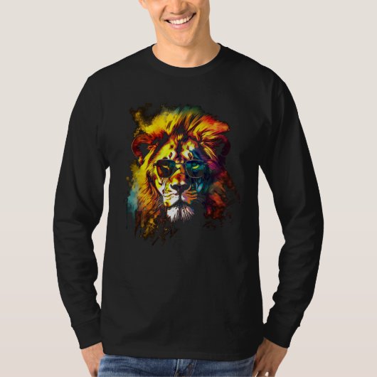 Lion Artwork Sunglasses Colourful Zoo Animal Lion T-shirt (Voorkant)