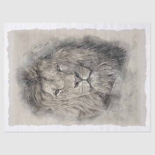 Lion Artwork-Waterverf voor loskoppeling van pagin Tissuepapier (Voorkant)