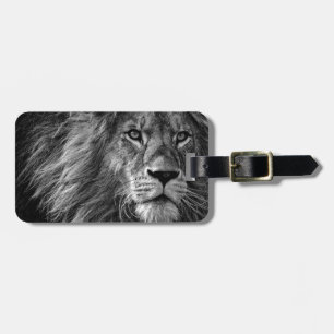 Lion artwork zwart-wit bagagelabel
