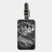 Lion artwork zwart-wit bagagelabel (Voorkant verticaal)