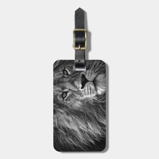 Lion artwork zwart-wit bagagelabel (Voorkant verticaal)