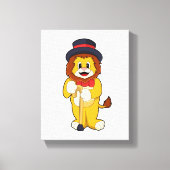 Lion as Gentleman with Pet Canvas Afdruk (Voorkant)