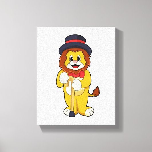 Lion as Gentleman with Pet Canvas Afdruk (Voorkant)
