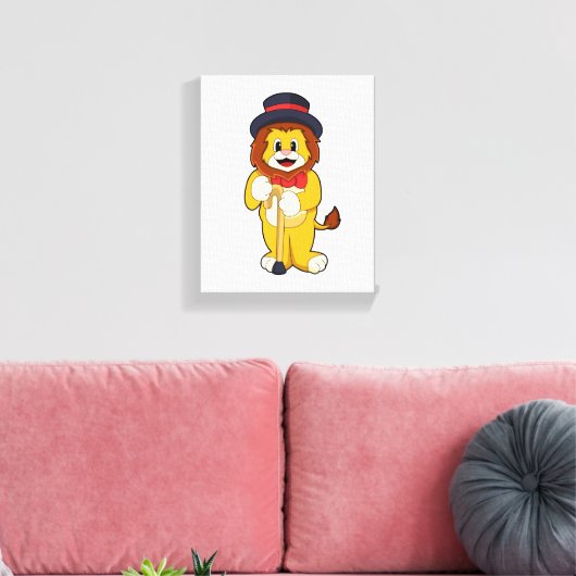 Lion as Gentleman with Pet Canvas Afdruk (Insitu (Woonkamer))