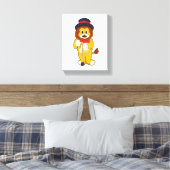 Lion as Gentleman with Pet Canvas Afdruk (Insitu (Slaapkamer))