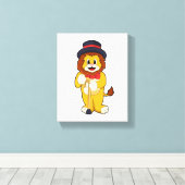 Lion as Gentleman with Pet Canvas Afdruk (Insitu (Houten vloer))