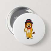Lion as Gentleman with Pet Ronde Button 7,6 Cm (Voorkant /achterkant)