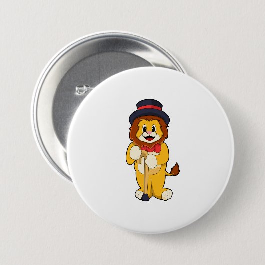 Lion as Gentleman with Pet Ronde Button 7,6 Cm (Voorkant /achterkant)