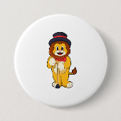 Lion as Gentleman with Pet Ronde Button 7,6 Cm (Voorkant)