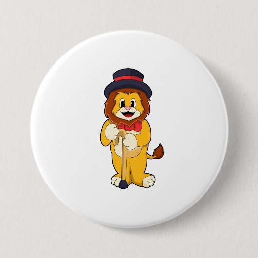 Lion as Gentleman with Pet Ronde Button 7,6 Cm (Voorkant)