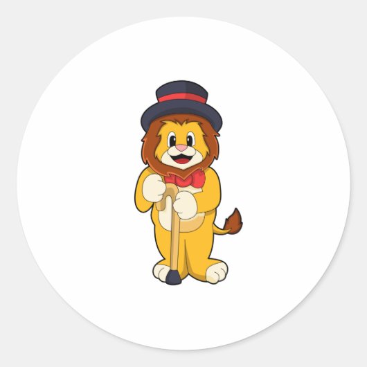 Lion as Gentleman with Pet Ronde Sticker (Voorkant)