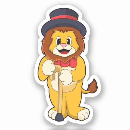 Lion as Gentleman with Pet Sticker (Voorkant)