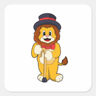 Lion as Gentleman with Pet Vierkante Sticker