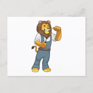Lion as Handyman Screwdriver Briefkaart
