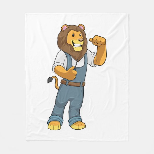 Lion as Handyman Screwdriver Fleece Deken (Voorkant)