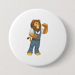 Lion as Handyman Screwdriver Ronde Button 7,6 Cm