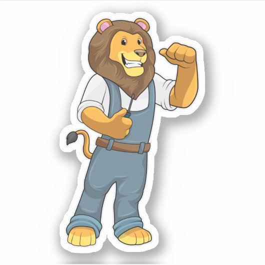 Lion as Handyman Screwdriver Sticker (Voorkant)