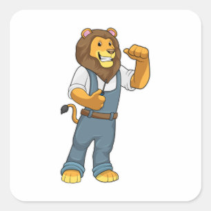 Lion as Handyman Screwdriver Vierkante Sticker